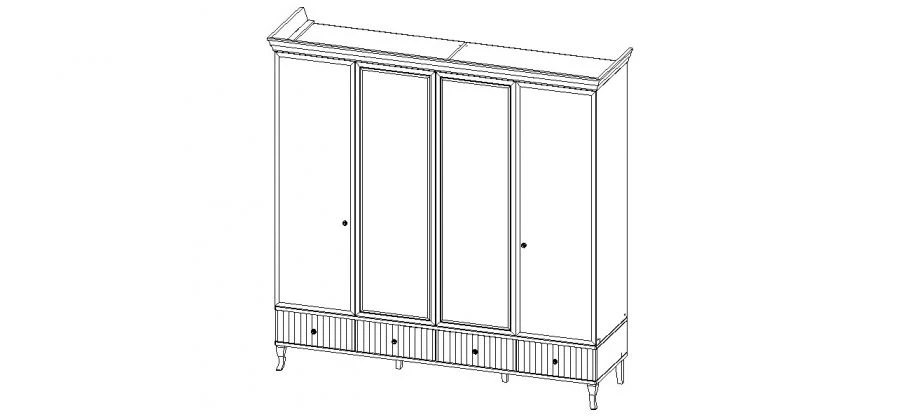 Buongiorno Living Room Furniture Set - 4-Door Wardrobe Art. SH541 S01 D/Z