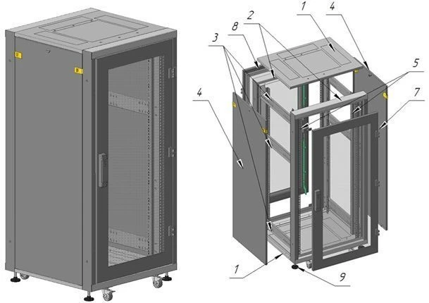 19" Telecommunications Floor Cabinet 24U SHP-P-600x1215x600-CM