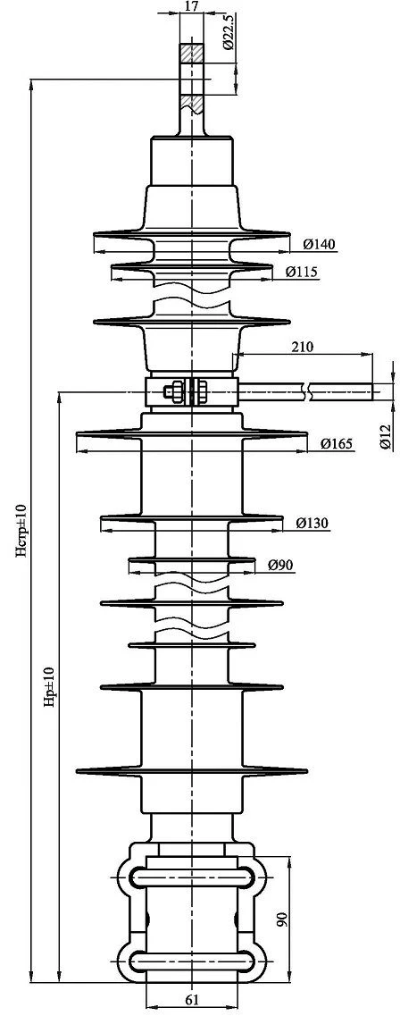 Insulator Console Rod with Ribbed Shell, Silicon Rubber KSPKr 120-25/1.5-0.4-NV