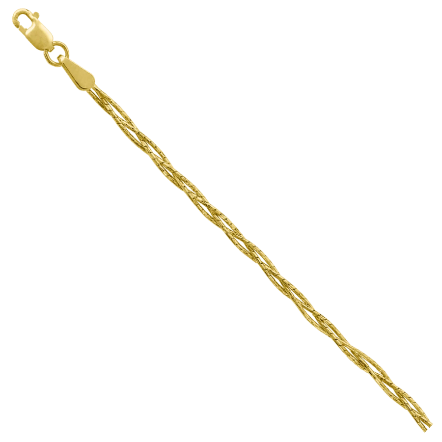 Yellow Gold 585 Gourmet Bracelet, Forged Round Braid, 3 Chains, Model NB15-311