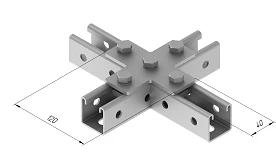 X-Shaped Plate SMA 628, 40x120 mm, 5.0 mm Thick, AISI 304 Stainless Steel