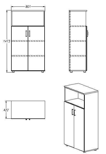 Document Storage Cabinet for Office Supplies and Equipment 404.80.147
