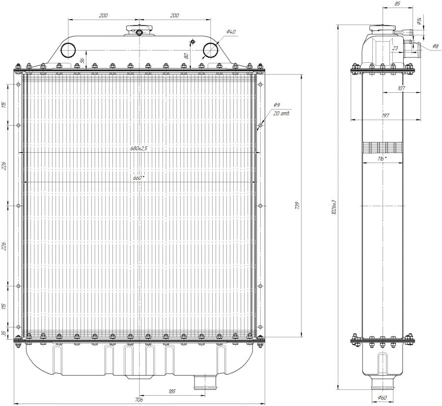 Water Radiator BR-184.1301.100 for Internal Combustion Engines