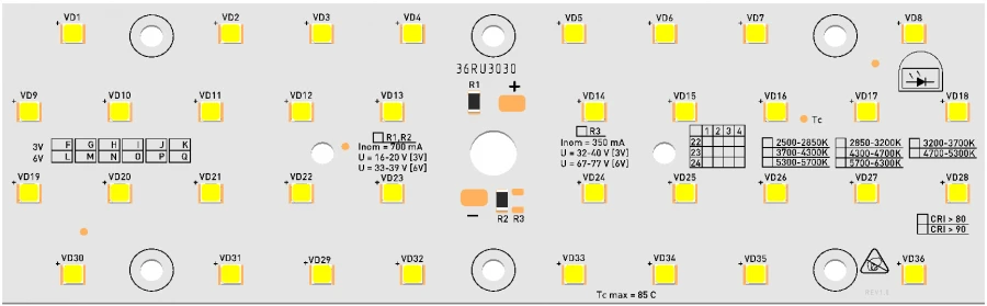 وحدة LED NEO-L-36RU3030 146x46 للإضاءة الداخلية والخارجية