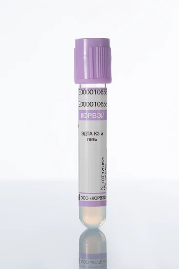Vacuum Blood Collection Tubes with EDTA K3 and Gel, Glass (16*100 mm, 9 ml)