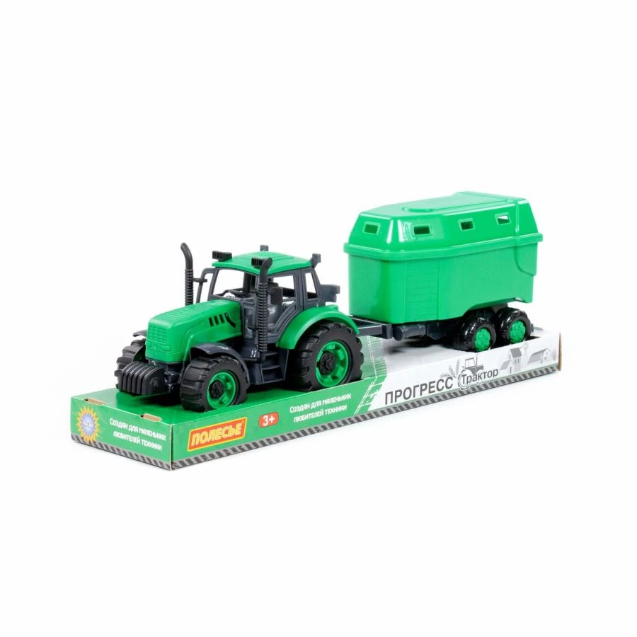 Inertia Toy Tractor with Animal Transport Trailer - Progress Model 94643