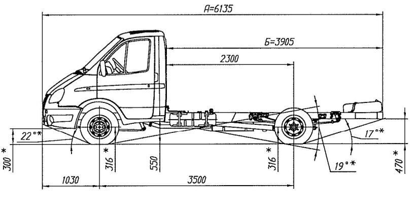 2-Axle Chassis for Cargo Truck, Modification 330202, Euro-5 Gasoline Engine