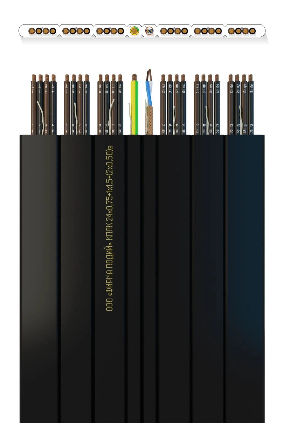 Combined Flat Elevator Cable KPLC 24x0.75+1x1.50+(2x0.50)E