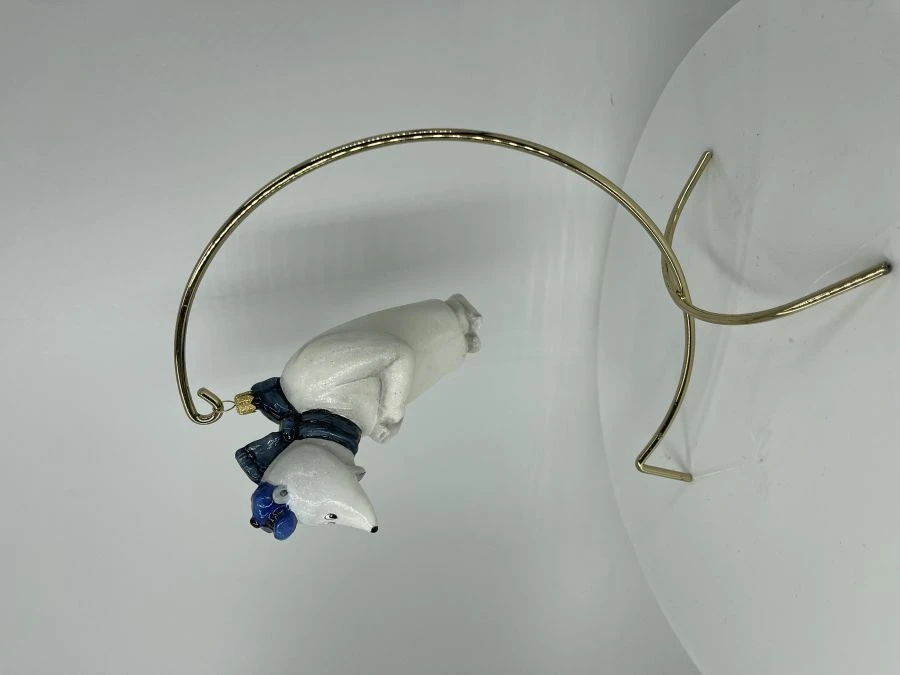 Handcrafted Glass Christmas Ornament "Bear with Bucket