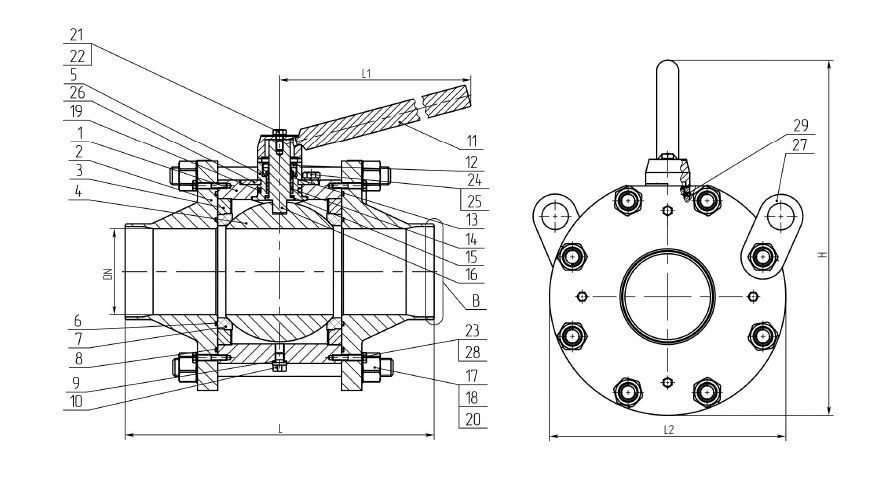 Ball Valve for Welding AKSH DN 10-150 PN 1.6-4.0 MPa