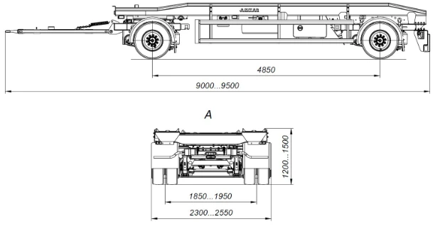 Dual-Axle Container Trailer 8465-15 with HJD13Y30S18-1840T16-060 Axles, 12 Ton Capacity