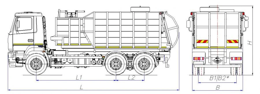 شاحنة نقل النفايات بنظام التحميل الجانبي موديل MK-3551-11