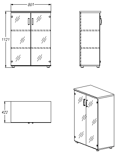 Storage Cabinet for Documents and Office Supplies, Series 405.80.112