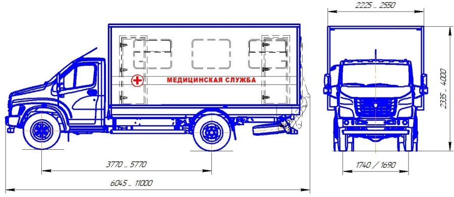 Mobile Medical Service Van based on GAZ Vehicle 47191 Modification 47196Z
