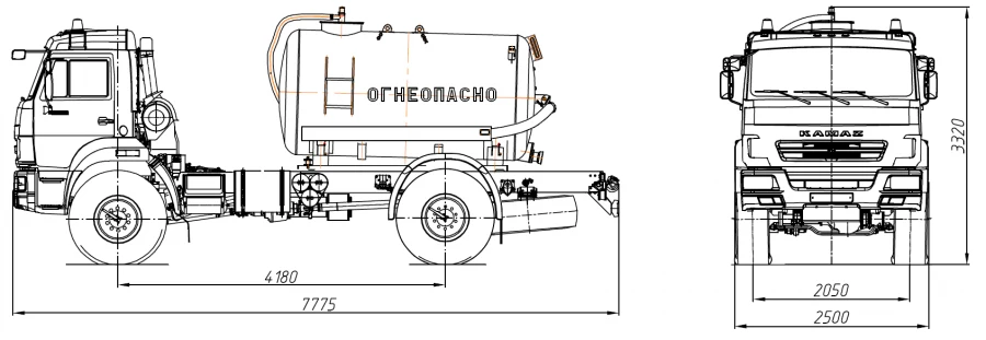 Oil and Gas Condensate Collection Tank AKN/AKNS 4680D2-30 on KAMAZ 43502-D5