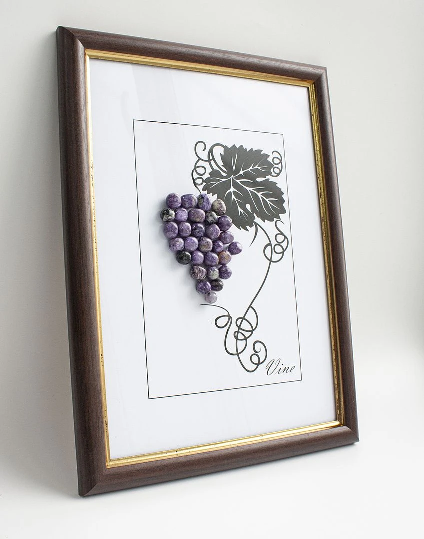 Natural Stone Charoite Grape Cluster Painting