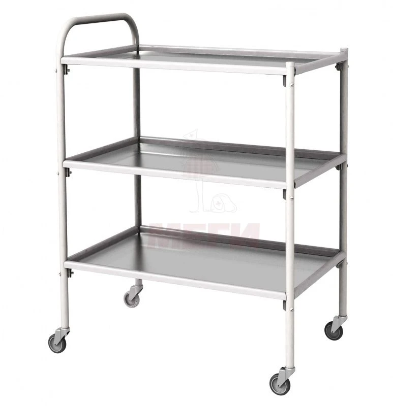 طاولة إجراءات متنقلة من الفولاذ المقاوم للصدأ مع ثلاثة رفوف SPp-02-MSK(502M)