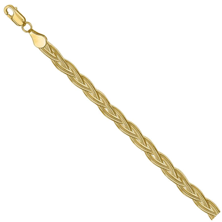 Elegant 585 Gold Necklace with Green Almond Braid, Model NC17-270