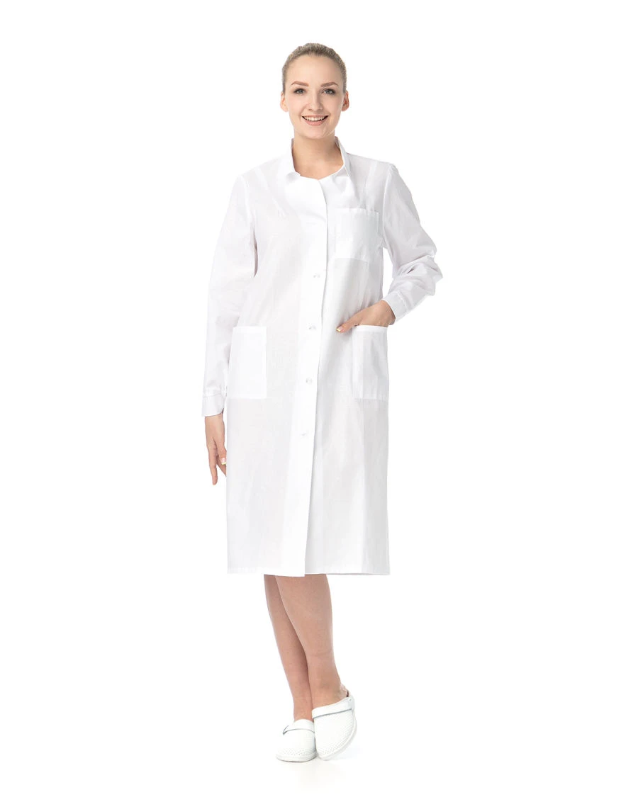 Women's White Cotton Robe, Bleached Batiste GOST