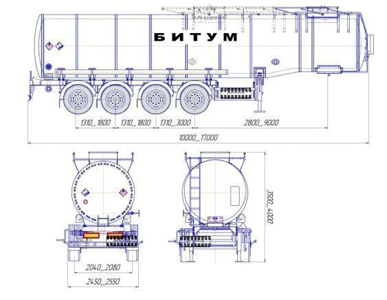 Oil and Petroleum Tank Semi-Trailer PPCB4-1, Type PPCPT4, Modification 96998-0000010-03 (Without Pump)