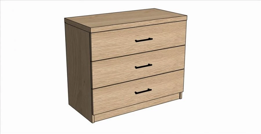 Adele Chest of Drawers, AR13, 900x750x450mm (Black, Chrome)