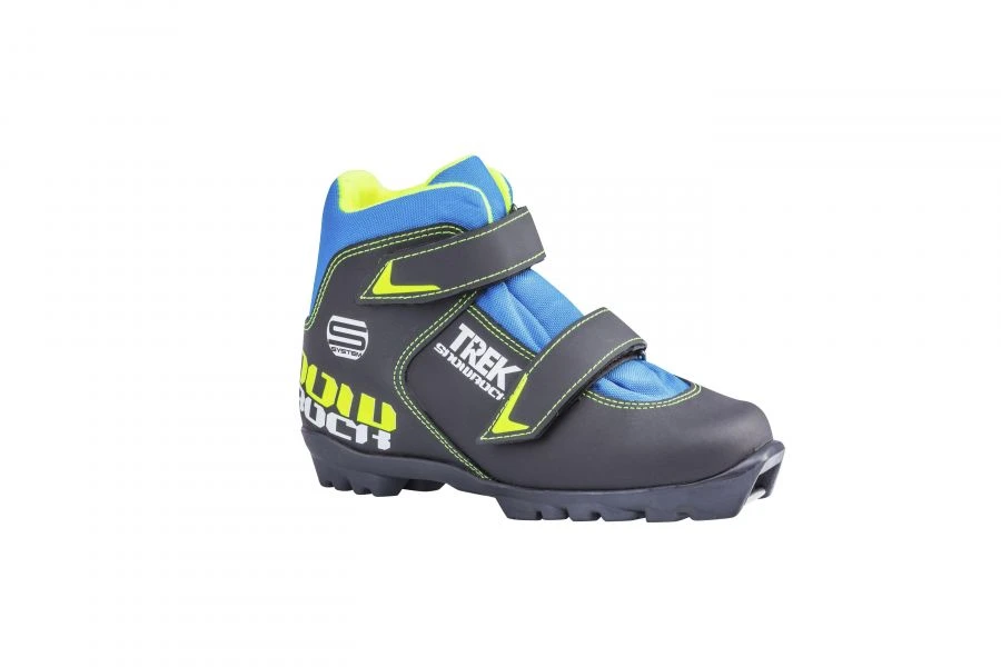 أحذية التزلج للأطفال TREK Snowrock1 باللون الأسود (شعار ليمون نيون) S