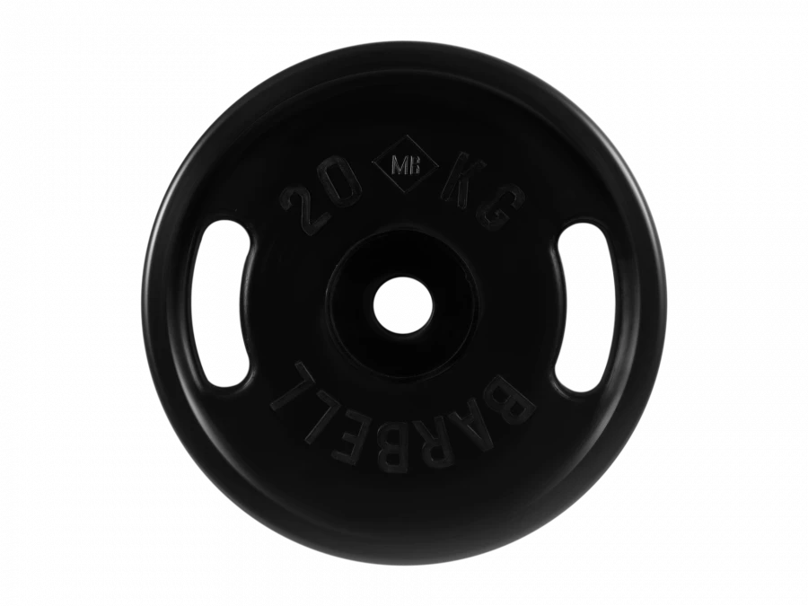 Rubber Coated Weight Plate "Euro Classic" with Handles, Black, 51mm, 20kg