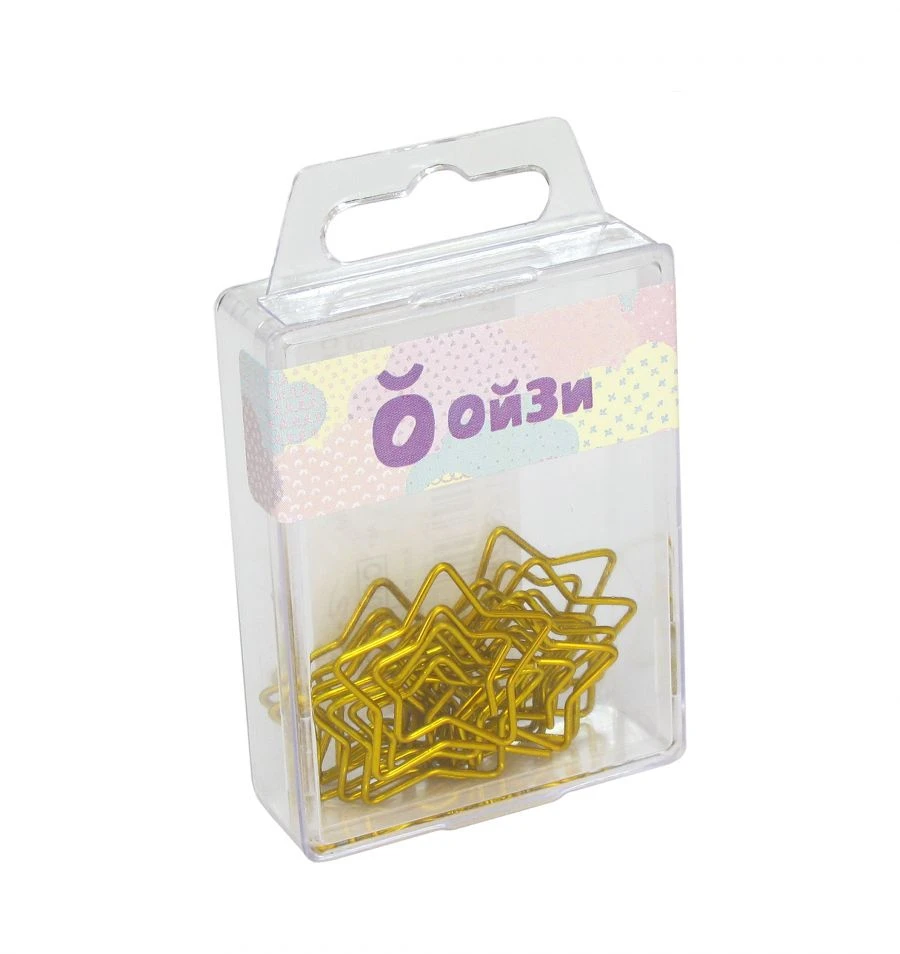 Star-Shaped Paper Clips, 30mm, Pack of 12, Gold