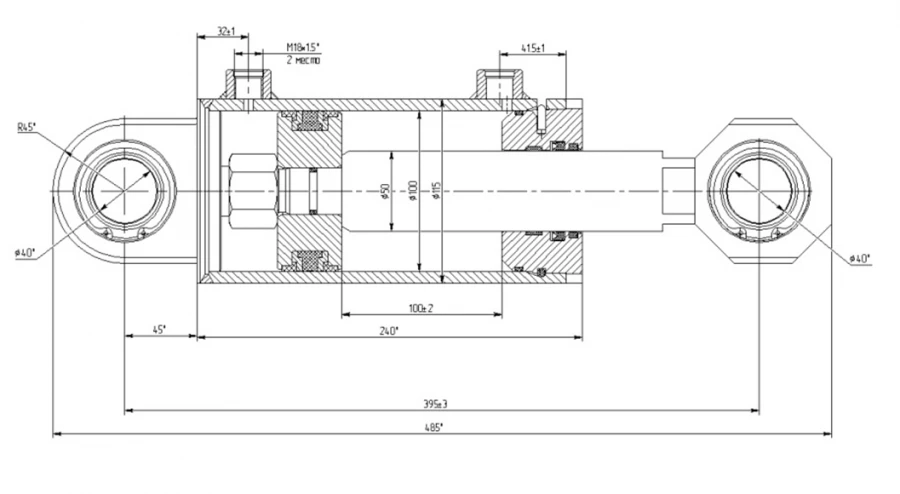 Hydraulic Cylinder 1169.00.00.00 (100x5-100 mm), 16MPa