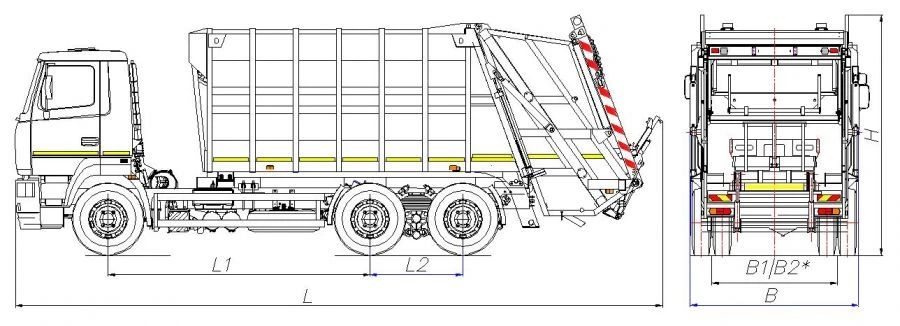 شاحنة جمع النفايات الخلفية النموذج MK-3542-11