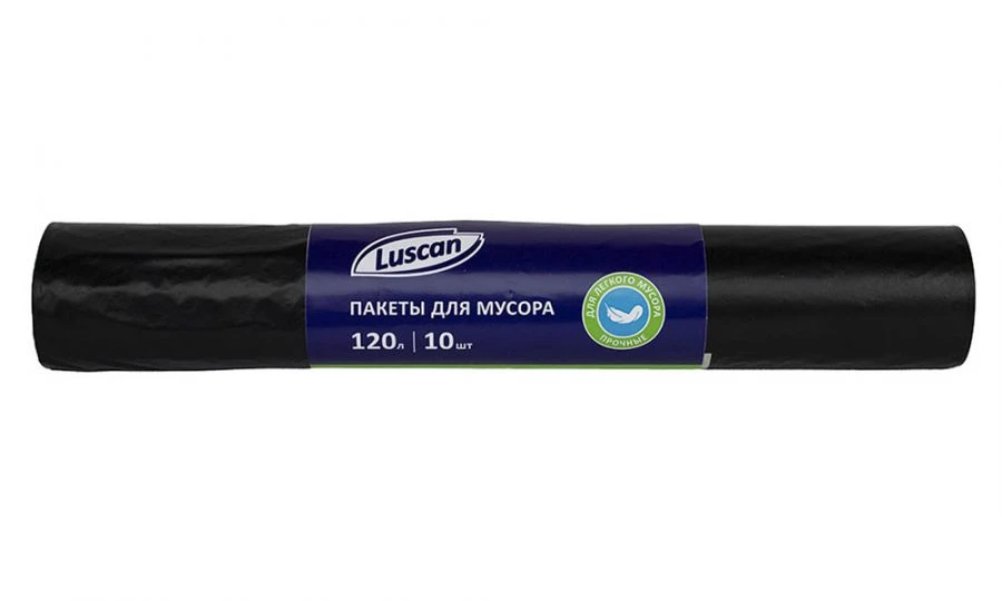Heavy-Duty Black Garbage Bags 120L 30μm 10pcs Roll Luscan