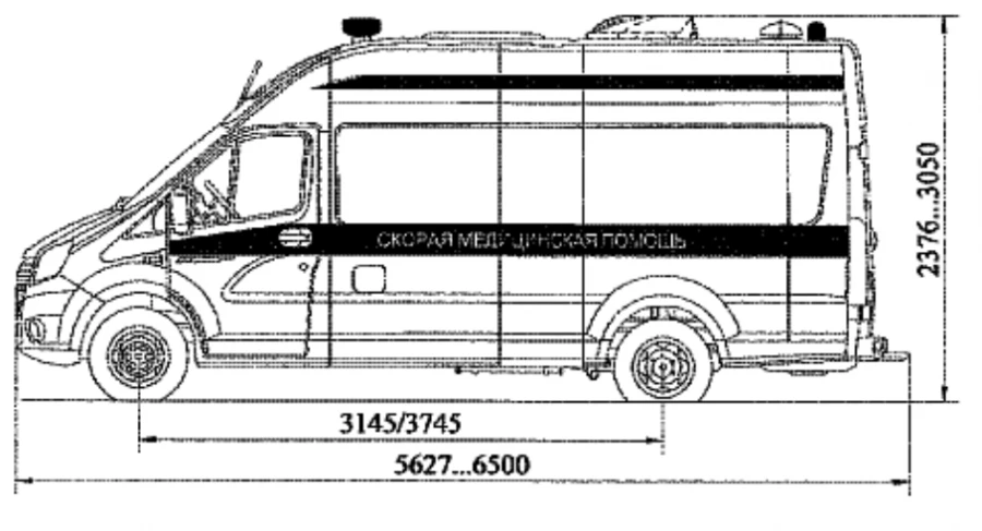 هيكل سيارة الإسعاف GAZelle NN، تعديل A6BR32، محرك ديزل