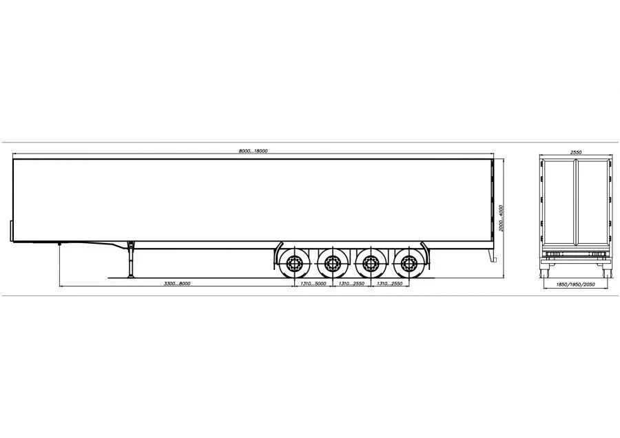 شبه مقطورة من النوع 8785H2 مع محور MD.C2K1850T9KV120x13 أو MD.C1K2050T9KV120x13