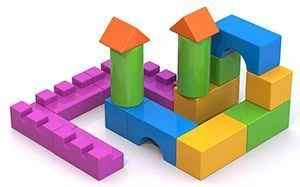 Bright and Lightweight Plastic Building Blocks - 17 (in Mesh Bag)