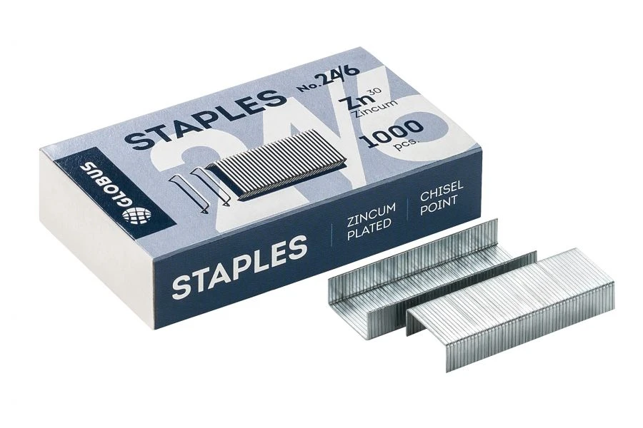 Staple Clips No. 24/6 - 1000 pcs, Zinc Coated Metal