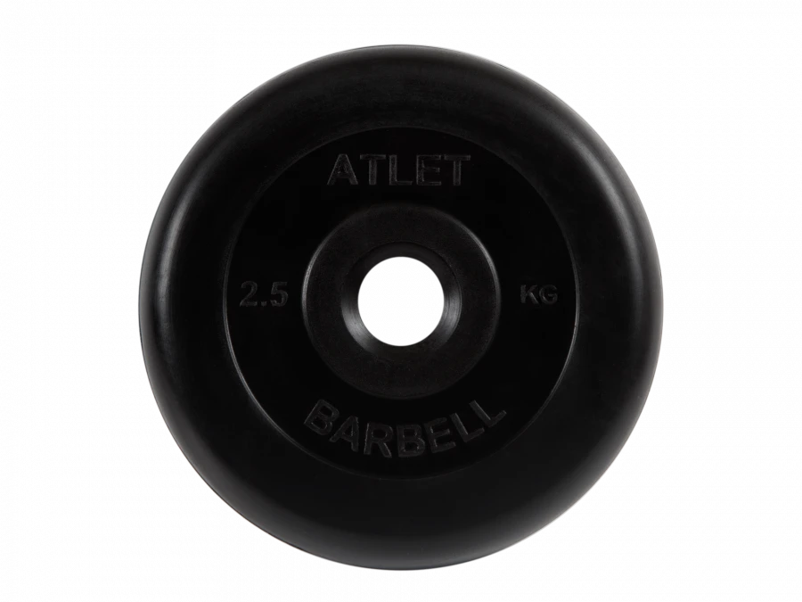 Rubber-Coated Weight Plate "Atlet", Black, 31mm, 2.5kg, Model MB-AtletB31-2.5