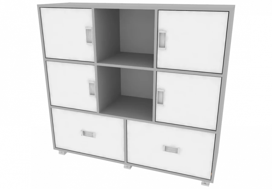 Single-Sided Shelf with 4 Facades and 2 Drawers 1189x380x1104 mm