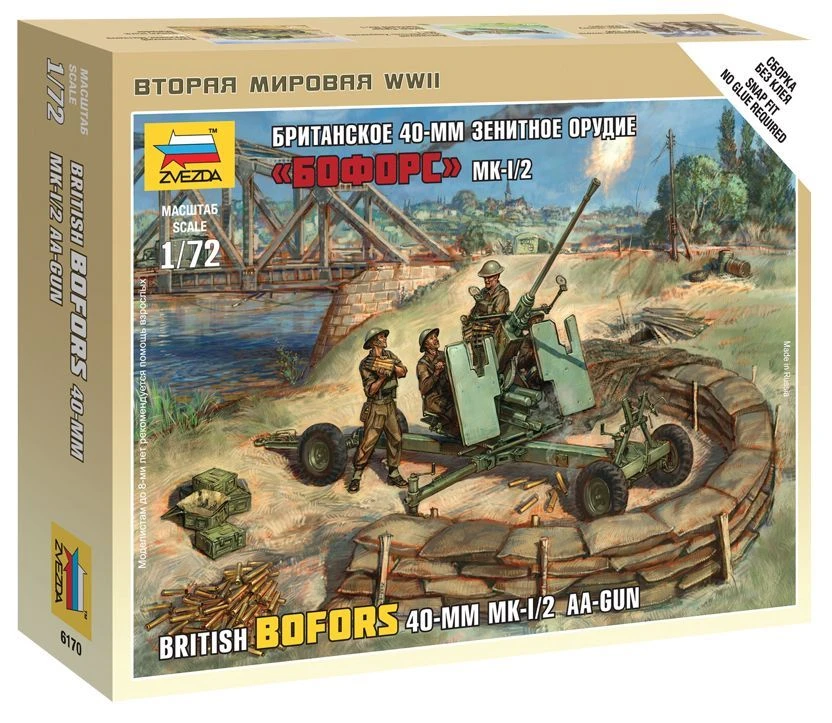 British 40mm Bofors Anti-Aircraft Gun Model Kit