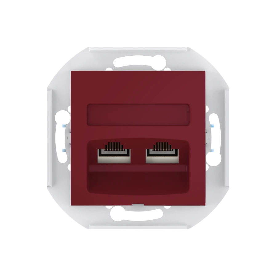 CADUCEUS ALING PRESTIGE Double Computer Socket with Keystone RJ45 Modules, Burgundy, Art. 6014.3