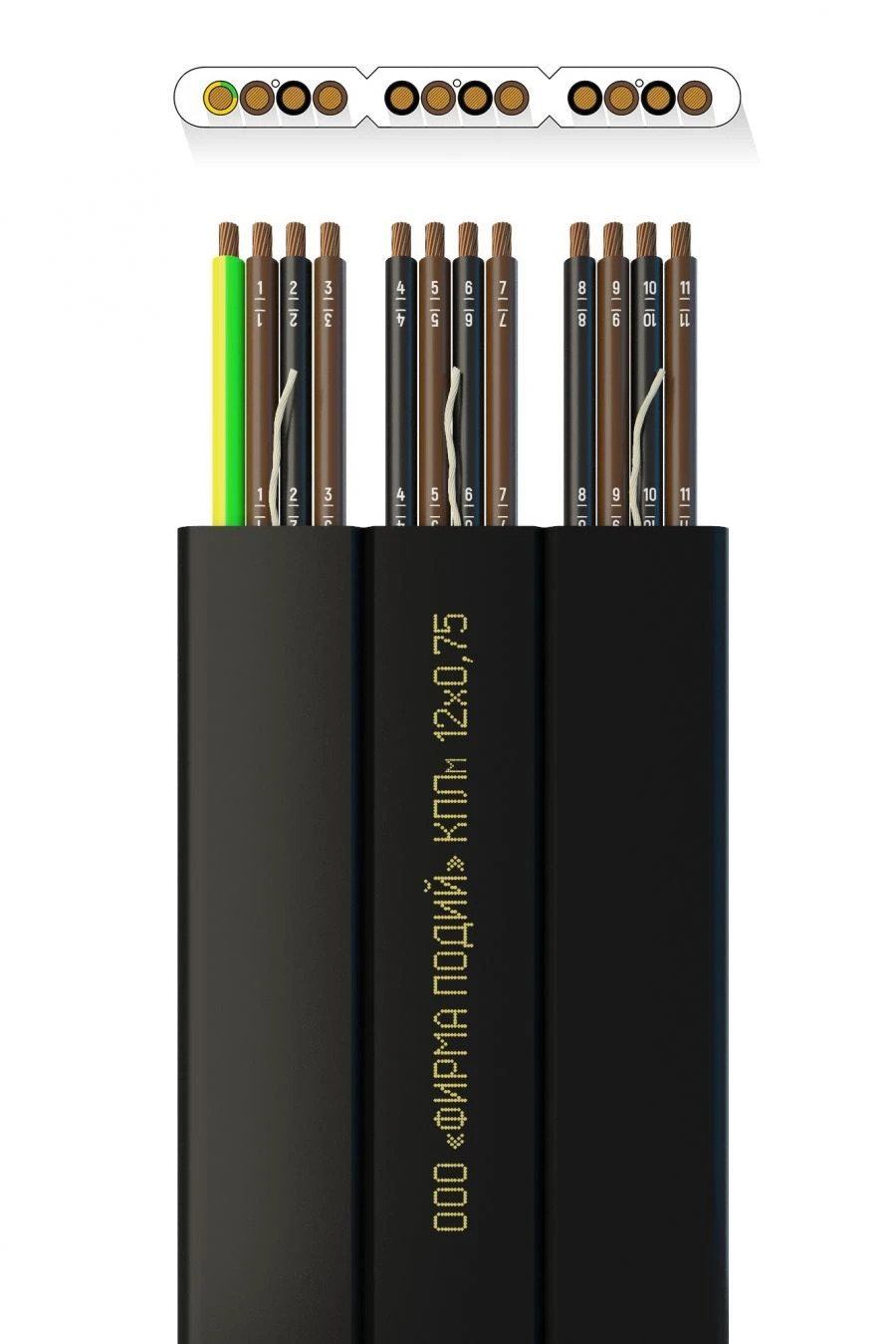 كابل مصعد مسطح مقاوم للصقيع KPLm 12x0.75