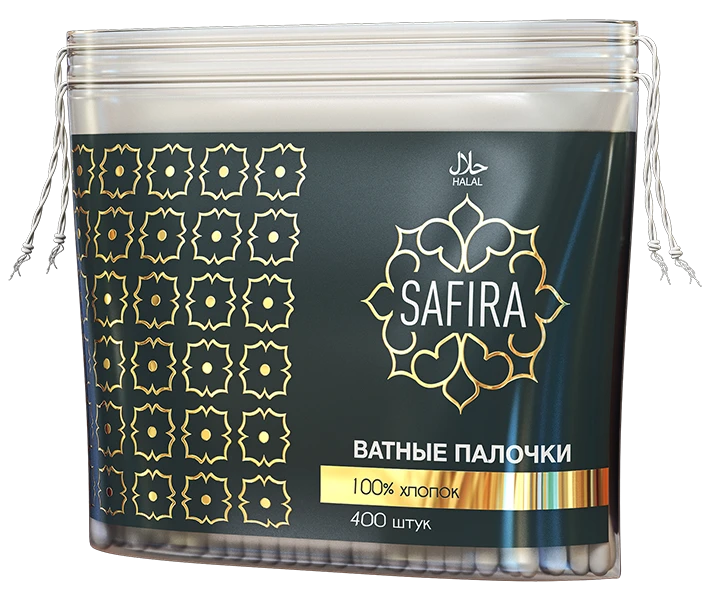 عود قطن 100% للاستخدام الصحي والتجميلي SAFIRA