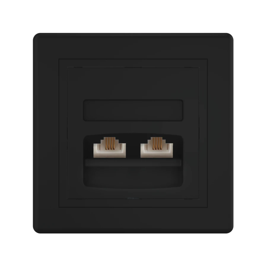 مقبس هاتف مزدوج مخفي التركيب CADUCEUS ALING PRESTIGE 2xRJ12 6P4C، أسود (لمسة ناعمة)، الفن. 613.Е1Е1Е1
