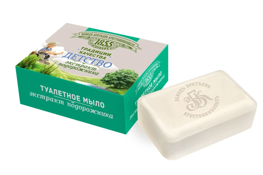 Solid Toilet Soap "Brothers Krestovnikovs Factory. Quality Traditions. Childhood. Plantain Extract