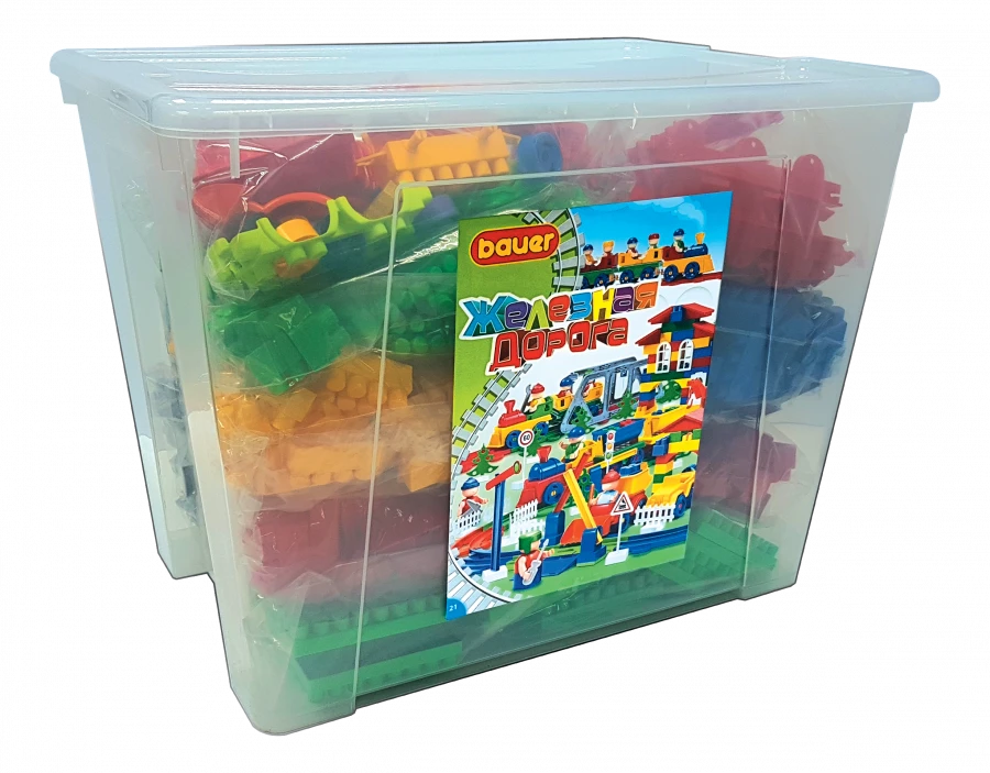 مجموعة بناء باودر "السكك الحديدية" (حاوية 70 لتر، 8 تعليمات، ملصقات موضوعية)