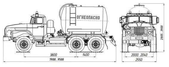 Oil and Gas Condensate Collection Tank AKN/AKNS 4680K8 on Ural 4320 Chassis