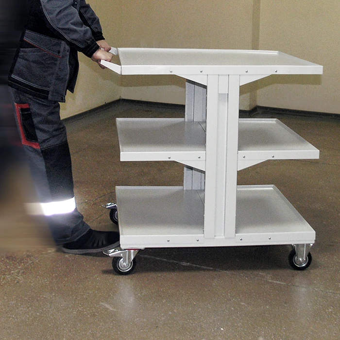 Mobile Warehouse Trolley 670x890 mm with Height 900 mm (4 Wheel Supports, 2 Brakes)