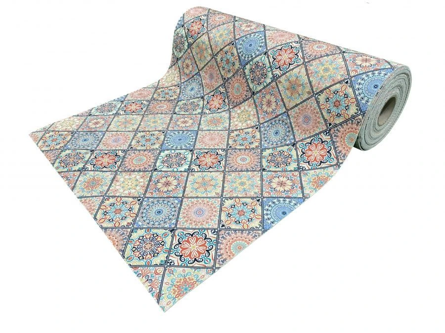 Coral Mosaic SHAHINTEX SILK PHOTOPRINT Cutout Rug Runner 98x1500
