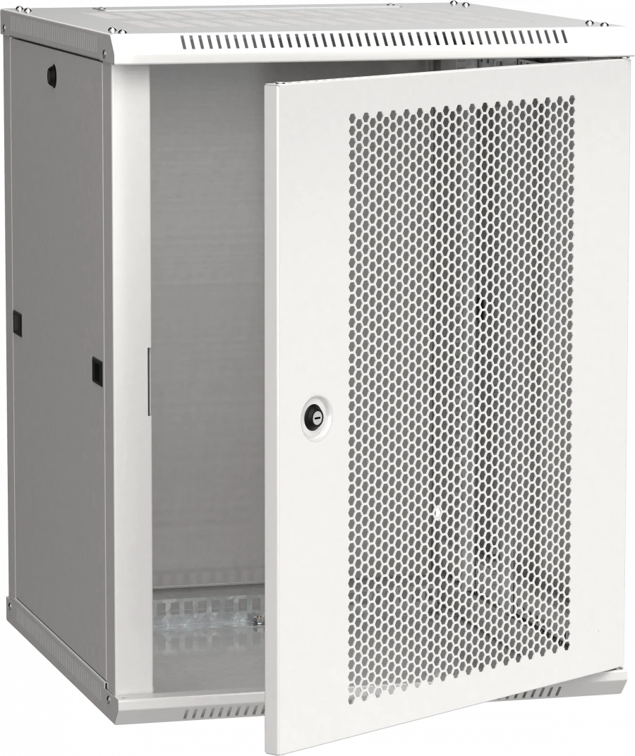 خزانة LINEA W 19" 18U 600x600 مم بباب مثقوب، RAL7035
