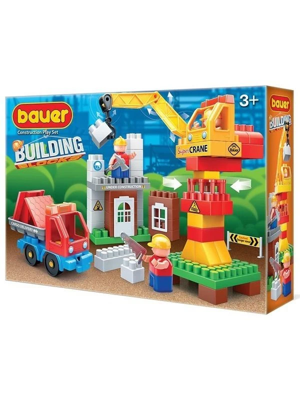 Bauer Construction Set Toy "Building Site with Crane and Truck" 95 Pieces