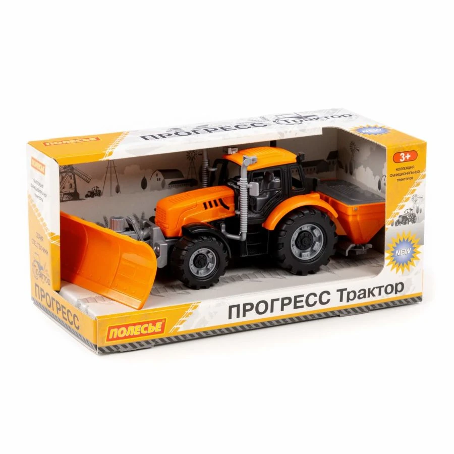 Inertia Snow Clearing Toy Tractor for Kids - Orange Progress Model 91772